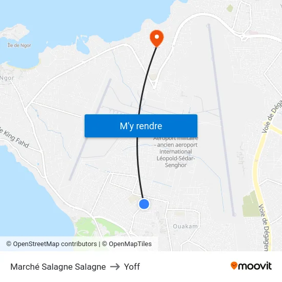 Marché Salagne Salagne to Yoff map