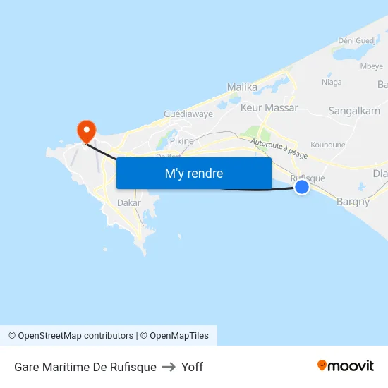 Gare Marítime De Rufisque to Yoff map