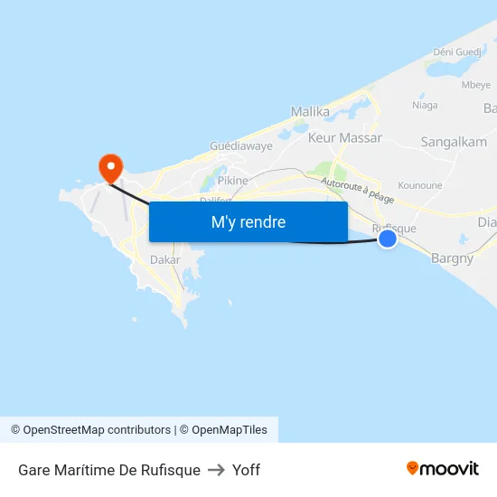 Gare Marítime De Rufisque to Yoff map