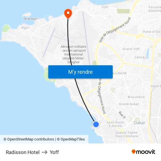 Radisson Hotel to Yoff map