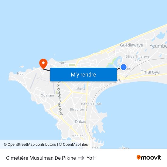 Cimetiére Musulman De Pikine to Yoff map