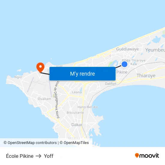École Pikine to Yoff map
