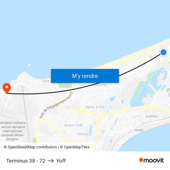 Terminus 38 - 72 to Yoff map