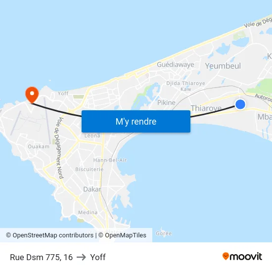 Rue Dsm 775, 16 to Yoff map