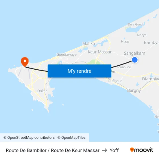 Route De Bambilor / Route De Keur Massar to Yoff map