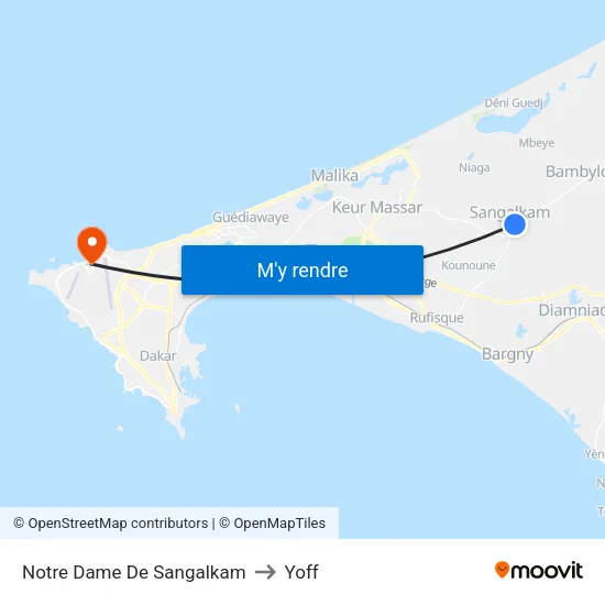 Notre Dame De Sangalkam to Yoff map