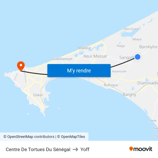 Centre De Tortues Du Sénégal to Yoff map