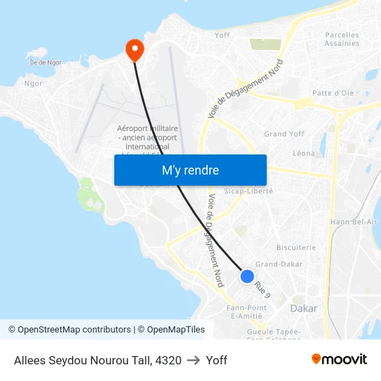 Allees Seydou Nourou Tall, 4320 to Yoff map