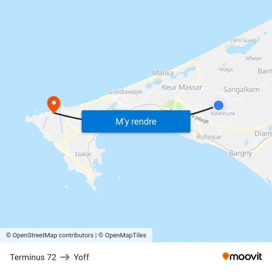 Terminus 72 to Yoff map