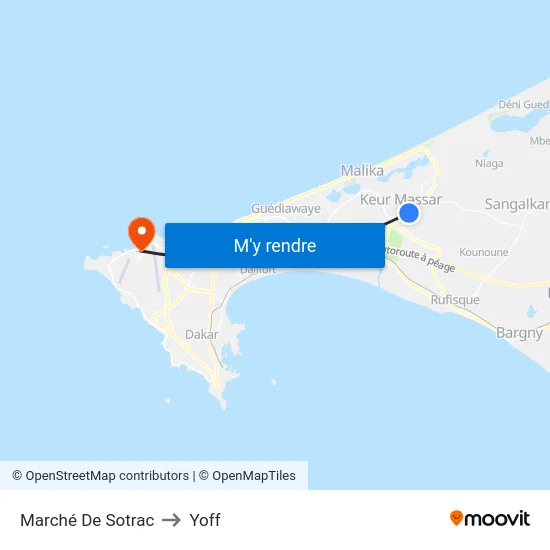 Marché De Sotrac to Yoff map