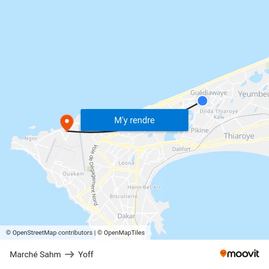 Marché Sahm to Yoff map