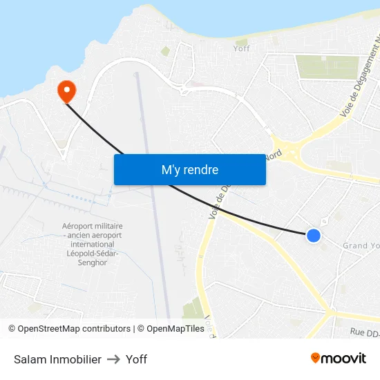 Salam Inmobilier to Yoff map