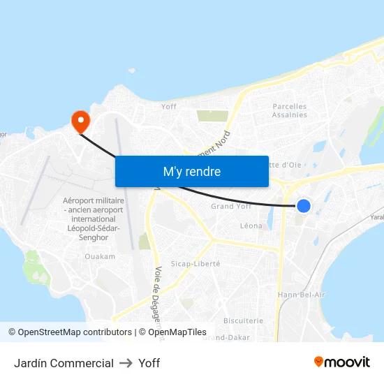 Jardín Commercial to Yoff map