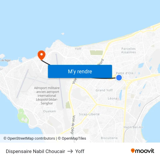 Dispensaire Nabil Choucair to Yoff map