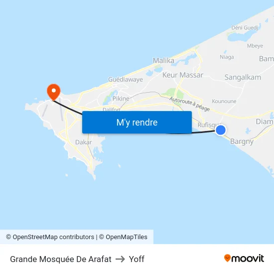 Grande Mosquée De Arafat to Yoff map