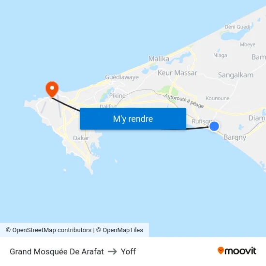 Grand Mosquée De Arafat to Yoff map