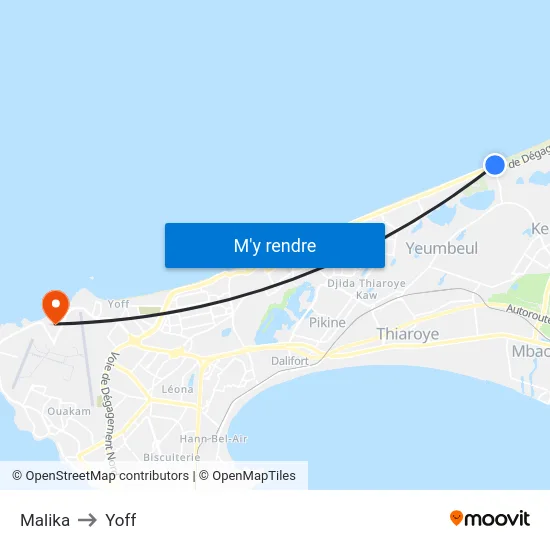 Malika to Yoff map