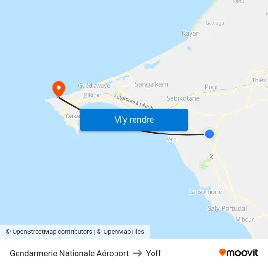 Gendarmerie Nationale Aéroport to Yoff map