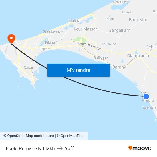 École Primaire Nditakh to Yoff map