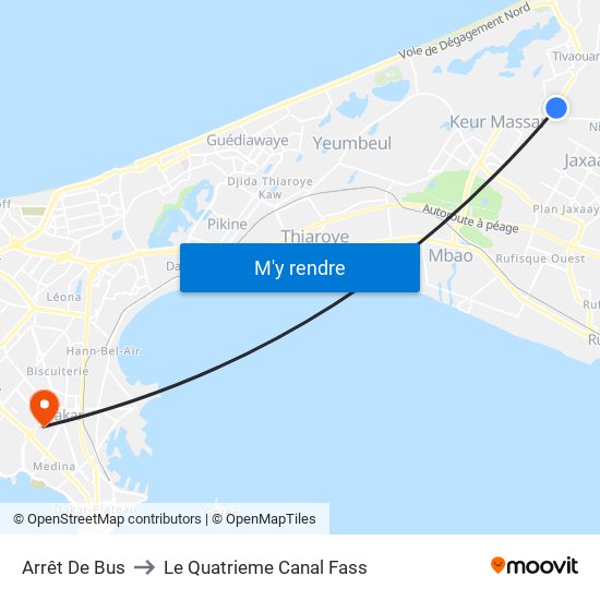 Arrêt De Bus to Le Quatrieme Canal Fass map