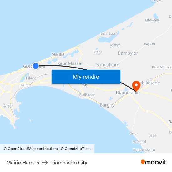 Mairie Hamos to Diamniadio City map