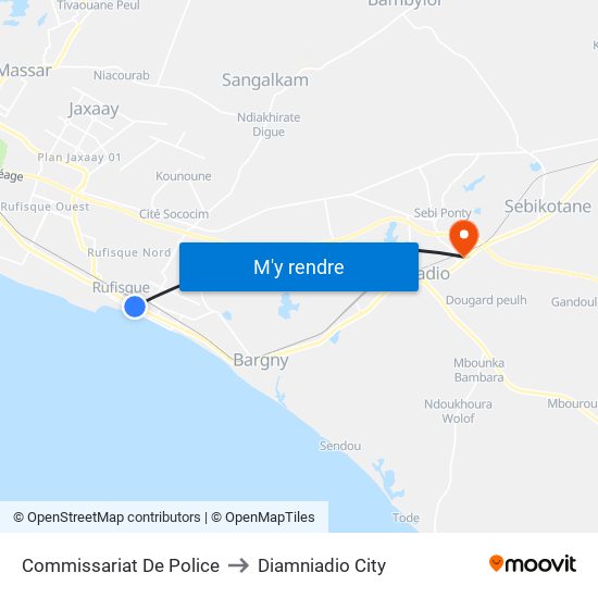 Commissariat De Police to Diamniadio City map