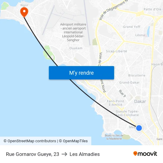 Rue Gornarov Gueye, 23 to Les Almadies map