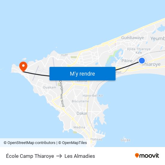 École Camp Thiaroye to Les Almadies map