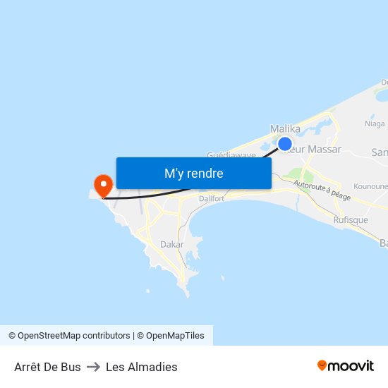 Arrêt De Bus to Les Almadies map