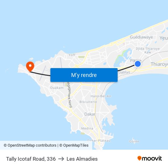 Tally Icotaf Road, 336 to Les Almadies map