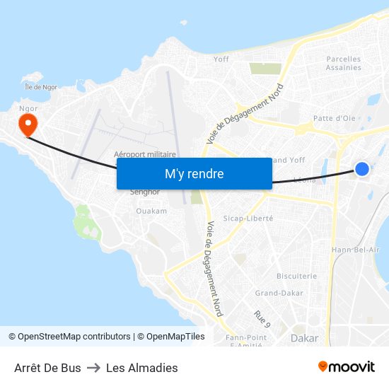 Arrêt De Bus to Les Almadies map