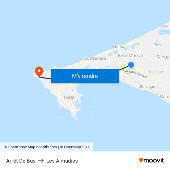 Arrêt De Bus to Les Almadies map