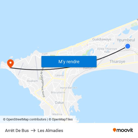 Arrêt De Bus to Les Almadies map