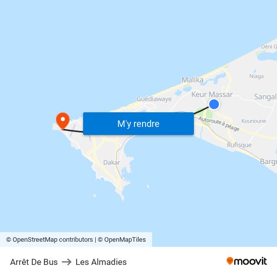 Arrêt De Bus to Les Almadies map