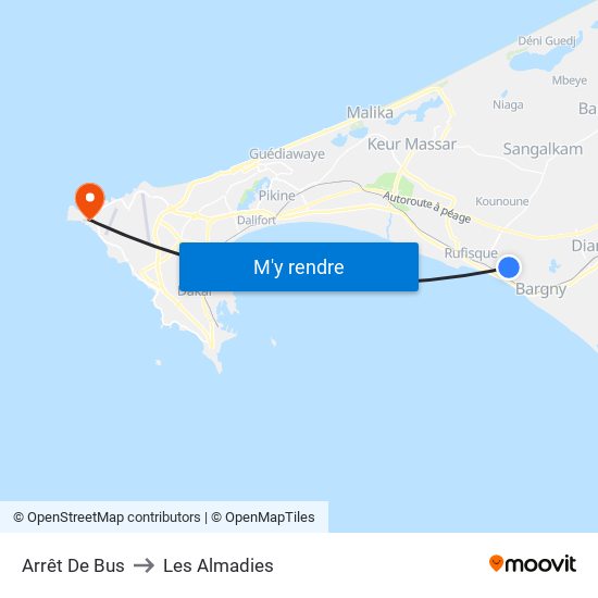 Arrêt De Bus to Les Almadies map