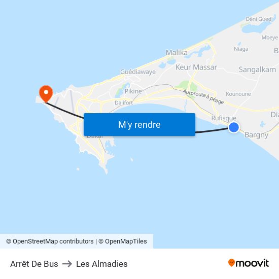 Arrêt De Bus to Les Almadies map