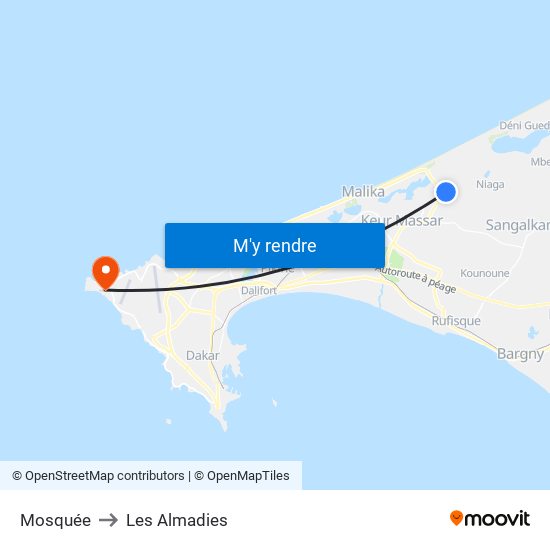 Mosquée to Les Almadies map
