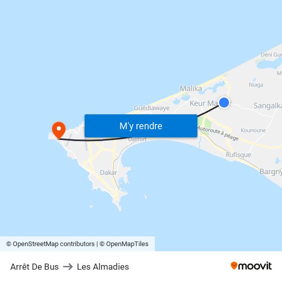 Arrêt De Bus to Les Almadies map