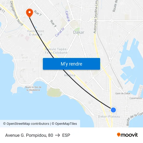 Avenue G. Pompidou, 80 to ESP map