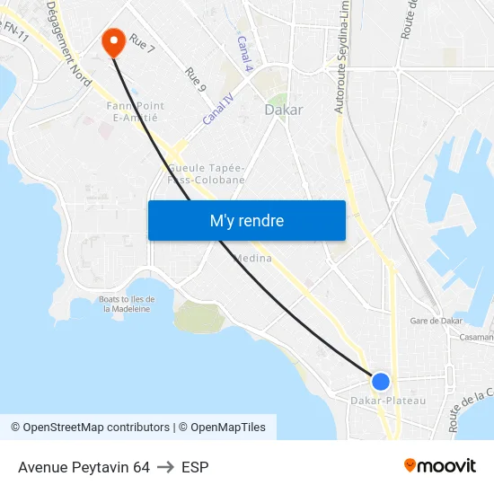 Avenue Peytavin 64 to ESP map
