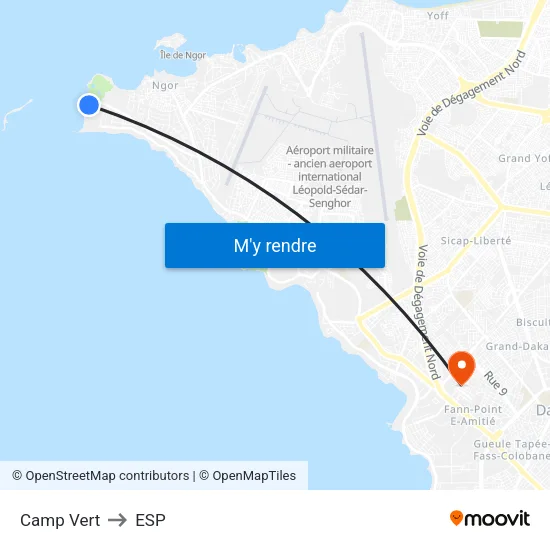 Camp Vert to ESP map
