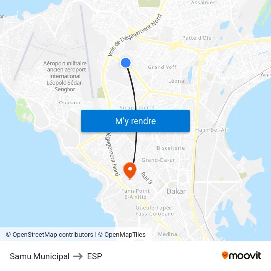 Samu Municipal to ESP map