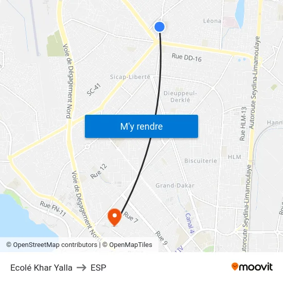 Ecolé Khar Yalla to ESP map