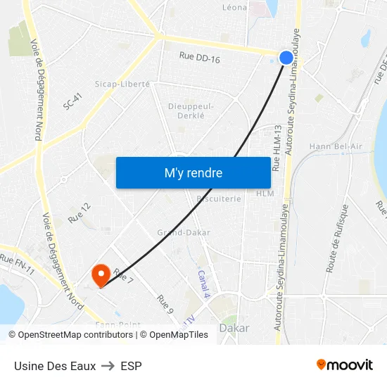 Usine Des Eaux to ESP map
