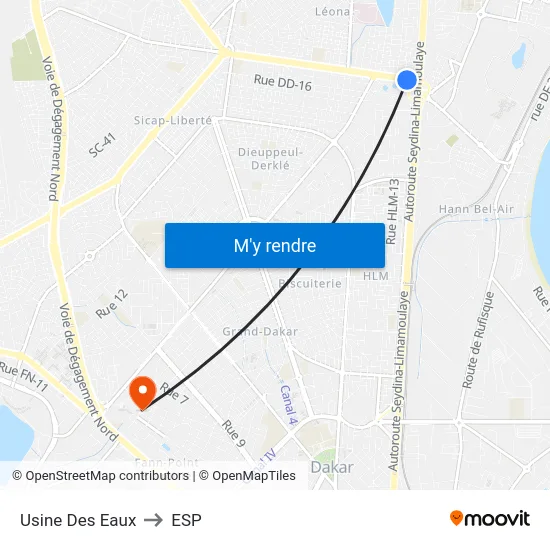 Usine Des Eaux to ESP map