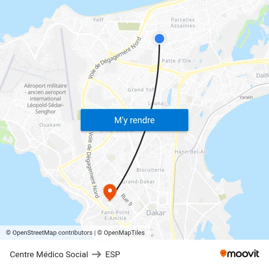 Centre Médico Social to ESP map