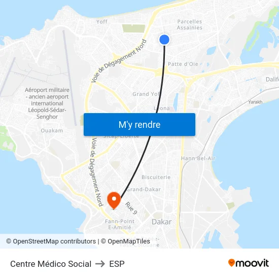 Centre Médico Social to ESP map