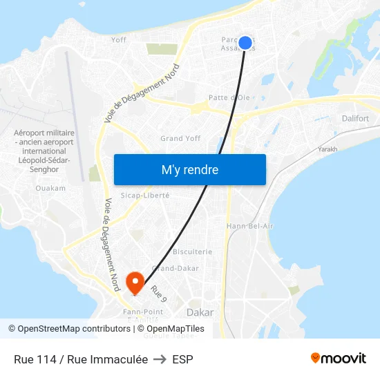 Rue 114 / Rue Immaculée to ESP map