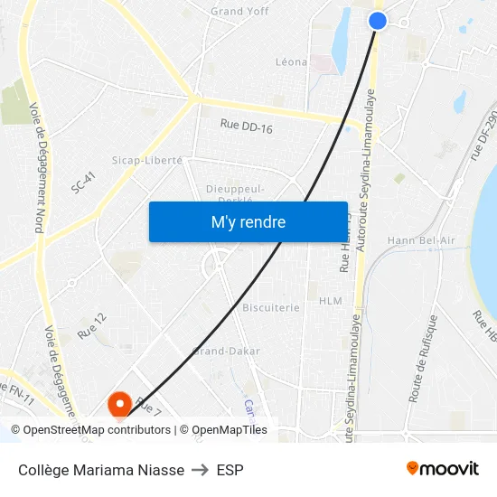 Collège Mariama Niasse to ESP map