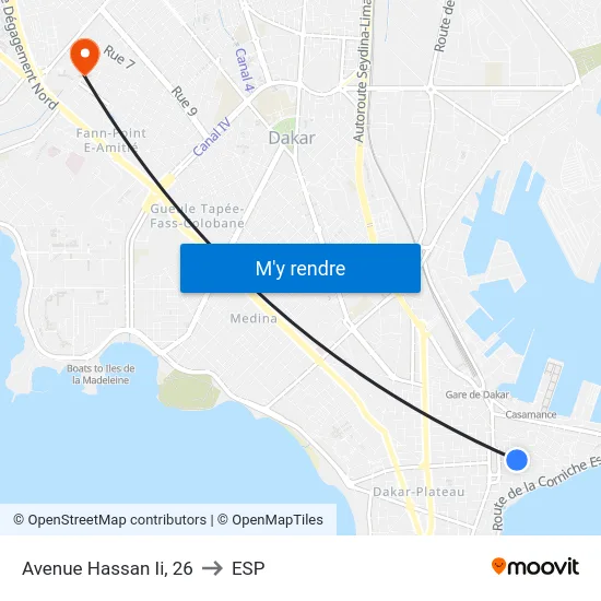 Avenue Hassan Ii, 26 to ESP map